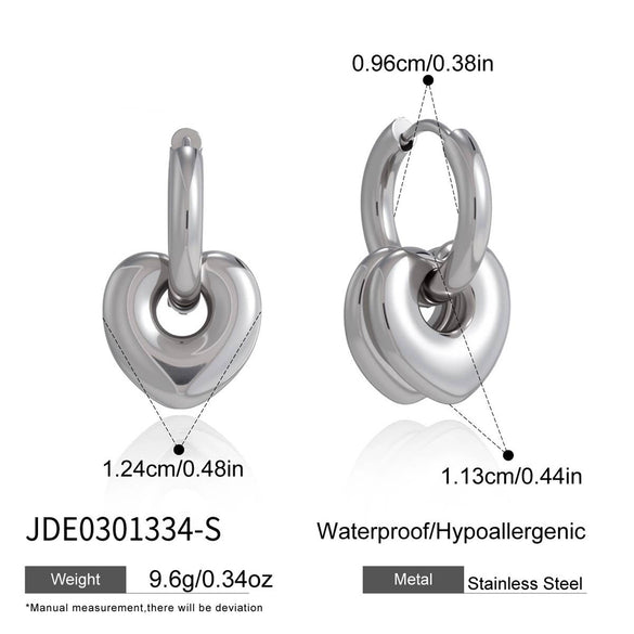 Wholesale Stainless Steel Electroplated Geometric Heartshaped Earrings For Women