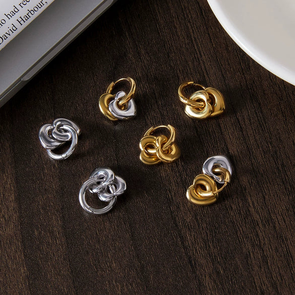 Wholesale Stainless Steel Electroplated Geometric Heartshaped Earrings For Women