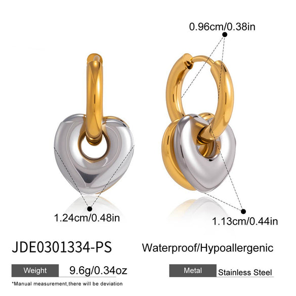 Wholesale Stainless Steel Electroplated Geometric Heartshaped Earrings For Women
