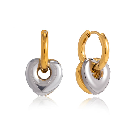 Wholesale Stainless Steel Electroplated Geometric Heartshaped Earrings For Women