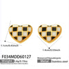 Wholesale Stainless Steel Electroplated Geometric Heartshaped Enamel Glaze Checkerboard Earrings For Women