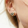 Wholesale Stainless Steel Electroplated Geometric Heartshaped Enamel Glaze Checkerboard Earrings For Women