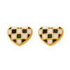 Wholesale Stainless Steel Electroplated Geometric Heartshaped Enamel Glaze Checkerboard Earrings For Women