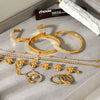 Wholesale Stainless Steel Electroplated Geometric Heartshaped Zircon Bracelet And Ring Jewelry