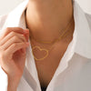 Wholesale 316L Stainless Steel Electroplated Geometric Hollow Love Stacked Collarbone Chain Light Luxury Necklace For Women