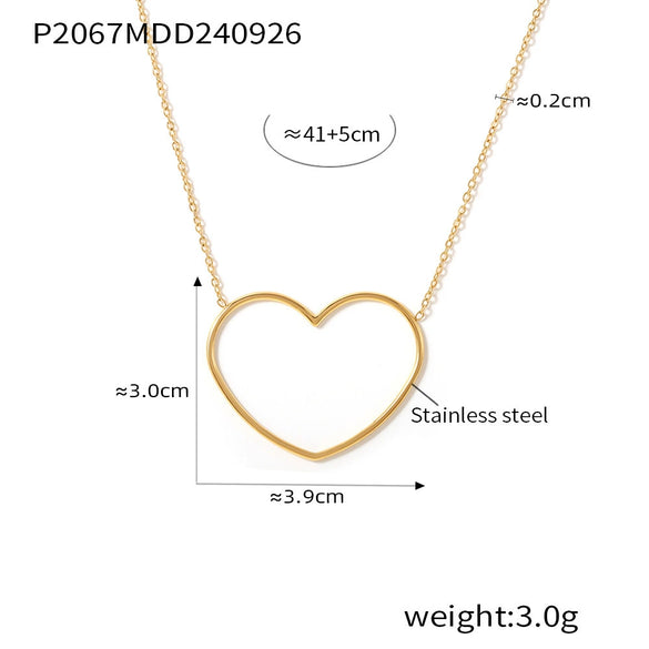 Wholesale 316L Stainless Steel Electroplated Geometric Hollow Love Stacked Collarbone Chain Light Luxury Necklace For Women