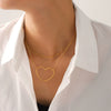 Wholesale 316L Stainless Steel Electroplated Geometric Hollow Love Stacked Collarbone Chain Light Luxury Necklace For Women