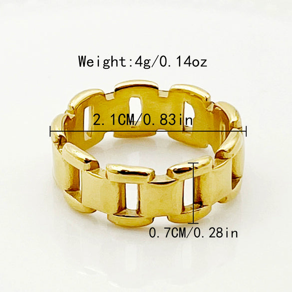 Wholesale Stainless Steel Electroplated Geometric Hollow Simple Design Unisex Ring