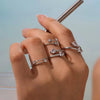 Wholesale Stainless Steel Electroplated Geometric Inlaid Zircon Open Ring Women's Jewelry