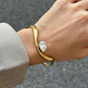 Wholesale Stainless Steel Electroplated Geometric Ins Style White Zircon Bracelet
