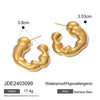Wholesale Stainless Steel Electroplated Geometric Irregular Corrugated Cshaped Women's Earrings