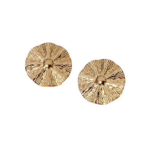 Wholesale Stainless Steel Electroplated Geometric Lotus Leaf Design Earrings For Women
