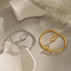 Wholesale Stainless Steel Electroplated Geometric Nailshaped Bracelet And Ring Set For Women
