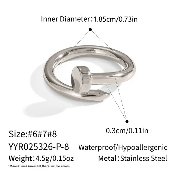 Wholesale Stainless Steel Electroplated Geometric Nailshaped Bracelet And Ring Set For Women