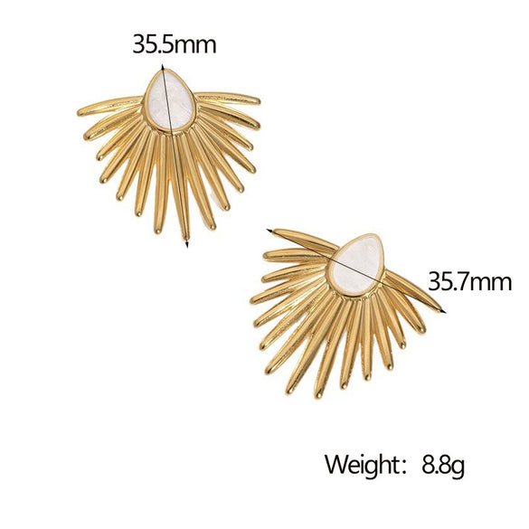 Wholesale Stainless Steel Electroplated Geometric Oil Drop Fanshaped Women's Earrings In Minimalist Style