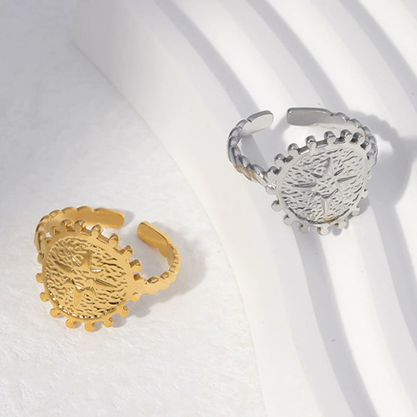 Wholesale Stainless Steel Electroplated Geometric Open Ring For Women