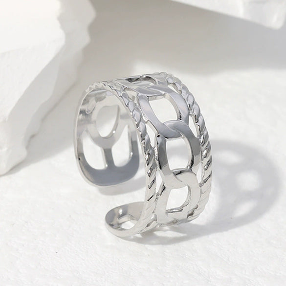 Wholesale Stainless Steel Electroplated Geometric Open Ring Hand Jewelry For Women
