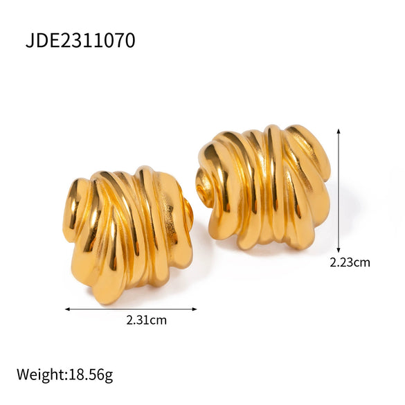 Wholesale Stainless Steel Electroplated Geometric Retro Women's Earrings