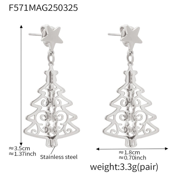 Wholesale 316L Stainless Steel Electroplated Geometric Small Tree Earrings For Women Light Luxury Style