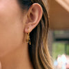 Wholesale Stainless Steel Electroplated Geometric Star And Moon Tassel Earrings For Women