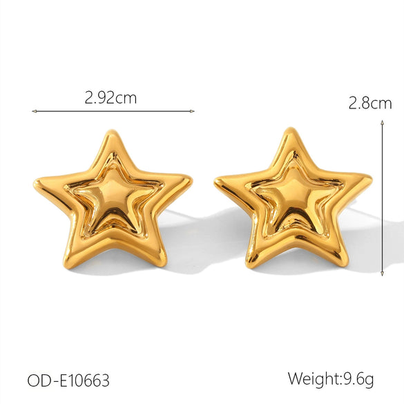 Wholesale Stainless Steel Electroplated Geometric Star Earrings For Women
