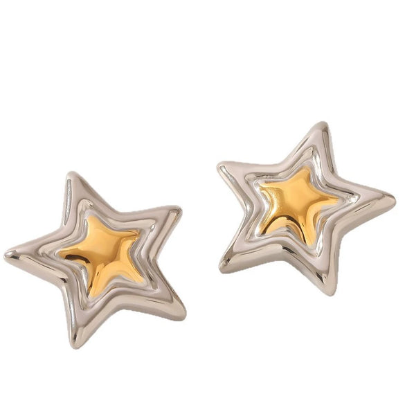 Wholesale Stainless Steel Electroplated Geometric Star Earrings For Women