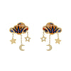 Wholesale Stainless Steel Electroplated Geometric Star Moon Personality Women's Earrings