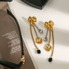 Wholesale Stainless Steel Electroplated Geometric Tassel Cross Earrings For Women