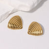 Wholesale Stainless Steel Electroplated Geometric Triangle Horizontal Stripes Niche Cool Style Earrings For Women