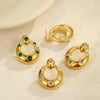 Wholesale Stainless Steel Electroplated Geometric Ushaped Inlaid Zircon Women's Earrings Retro Light Luxury Style