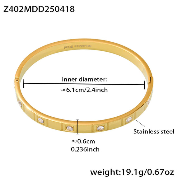 Wholesale 316L Stainless Steel Electroplated Geometric Zircon Buckle Bracelet For Men And Women