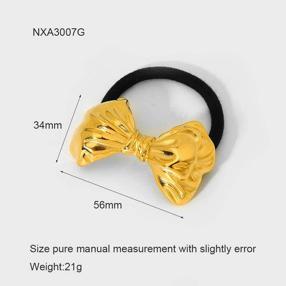 Wholesale Stainless Steel Electroplated Hair Ring And Love Bow Horsetail Hair Rope For Women