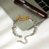 Wholesale Stainless Steel Electroplated Hammered Texture Geometric Open Paperclip Bracelet Jewelry Accessories
