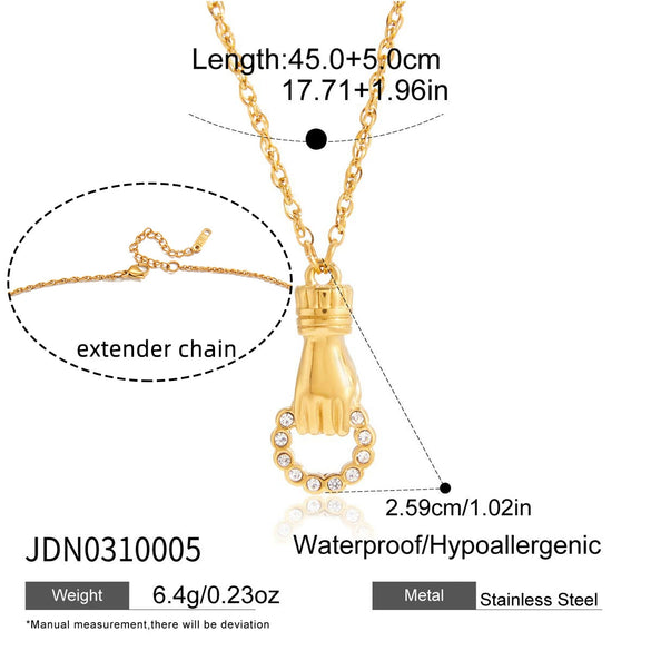 Wholesale Stainless Steel Electroplated Handshaped Pendant Necklace For Women