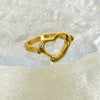 Wholesale Stainless Steel Electroplated Heart Hollow Ring For Women