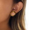Wholesale Stainless Steel Electroplated Heart Shape Cat Eye Pendant Earrings For Women Niche Fashion Design Ins Style