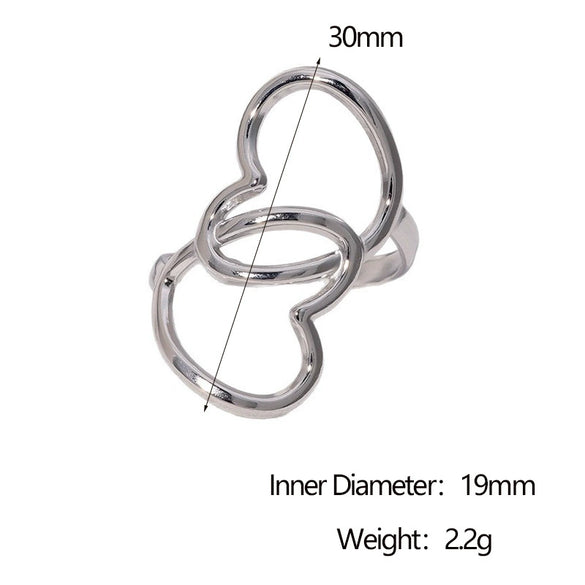 Wholesale Stainless Steel Electroplated Heart Shape Cut Out Open Ring Hand Jewelry For Women