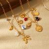 Wholesale Stainless Steel Electroplated Heart Shape Flower Bow Tie Star Geometric Pendant Necklace For Women
