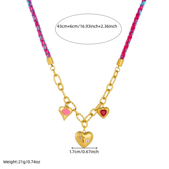 Wholesale Stainless Steel Electroplated Heart Shape Pendant Necklace For Women
