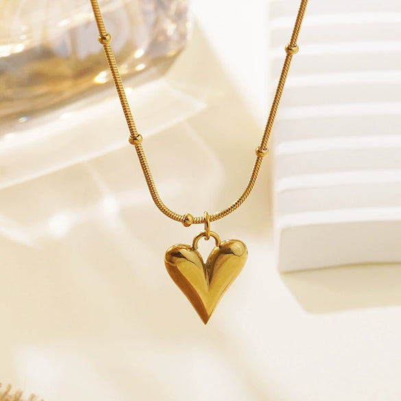 Wholesale Stainless Steel Electroplated Heart Water Drop Bell Shaped Women's Jewelry Set With Snake Bone Chain Necklace And Earrings
