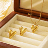 Wholesale Stainless Steel Electroplated Heart Water Drop Bell Shaped Women's Jewelry Set With Snake Bone Chain Necklace And Earrings