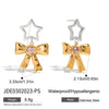 Wholesale Stainless Steel Electroplated Hollow Fivepointed Star Bow Earrings Sweet Cool Minimalist Style