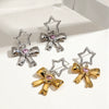 Wholesale Stainless Steel Electroplated Hollow Fivepointed Star Bow Earrings Sweet Cool Minimalist Style
