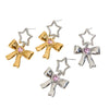Wholesale Stainless Steel Electroplated Hollow Fivepointed Star Bow Earrings Sweet Cool Minimalist Style