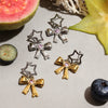 Wholesale Stainless Steel Electroplated Hollow Fivepointed Star Bow Earrings Sweet Cool Minimalist Style