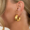Wholesale Stainless Steel Electroplated Hollow Geometric Ladies Earrings