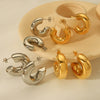 Wholesale Stainless Steel Electroplated Hollow Geometric Ladies Earrings