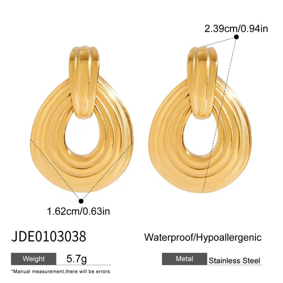 Wholesale Stainless Steel Electroplated Hollow Water Drop Earrings Quiet Design Minimalist Style