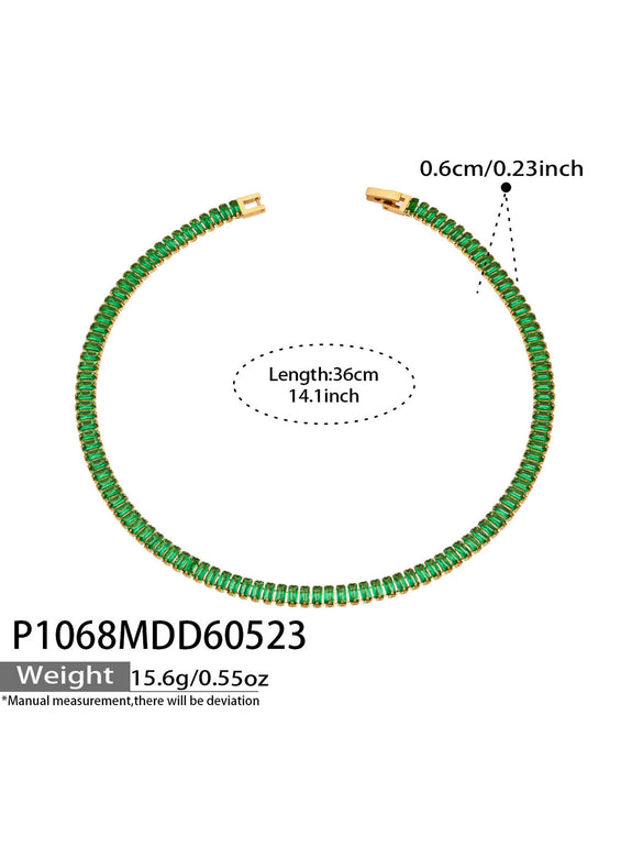 Wholesale Stainless Steel Electroplated Inlaid With Colored Zircon Bracelets And Necklaces For Women