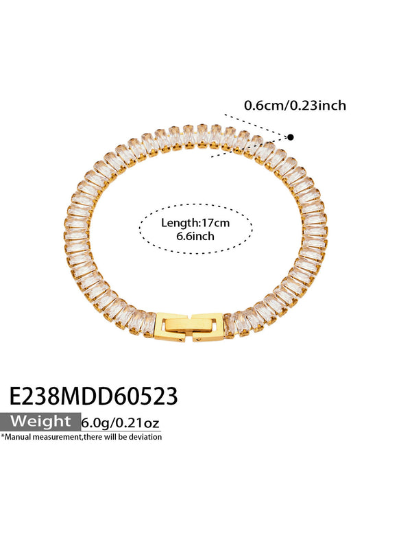 Wholesale Stainless Steel Electroplated Inlaid With Colored Zircon Bracelets And Necklaces For Women